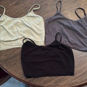 Set of Three Camisole Tops in Black, Gray, and Green. Size medium.